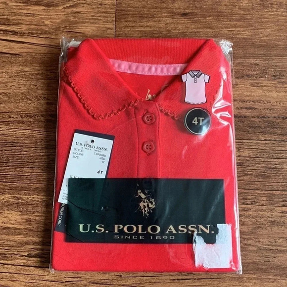 US Polo Assn Girls School Uniform Polo Red 4T - Picture 1 of 5